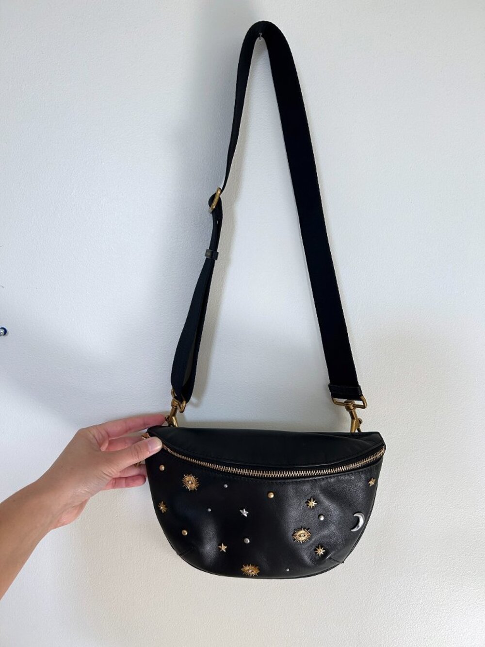 Rebecca Minkoff Darren Cosmic Studded Leather Sling Bag Gently Pre-Loved - $228 - Picture 2 of 5